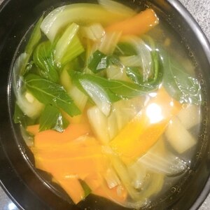 青梗菜・玉ねぎ・舞茸・人参の中華スープ